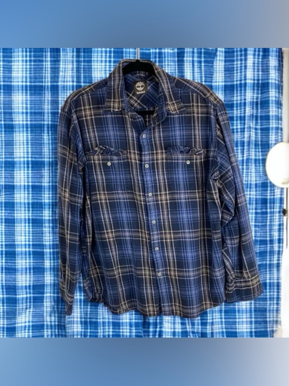 🌹Men's Blue Plaid Long-Sleeve Button-Down Shirt